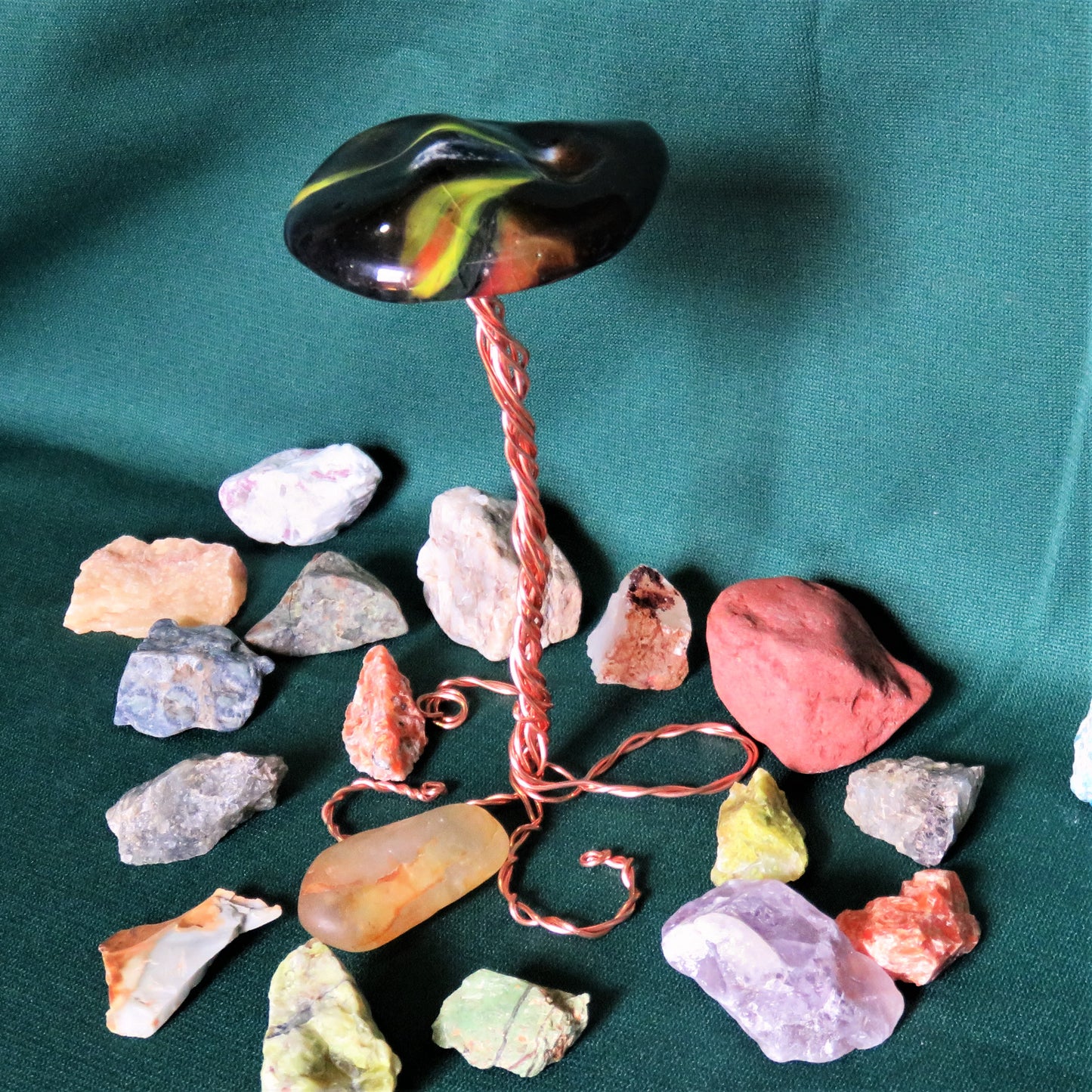 Fused Glass Mushrooms with Wire Wrap Stand