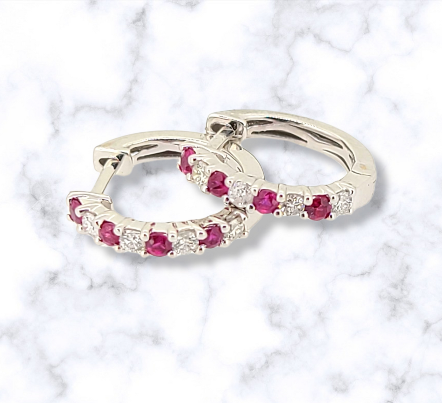 Ruby and Diamond Hoops