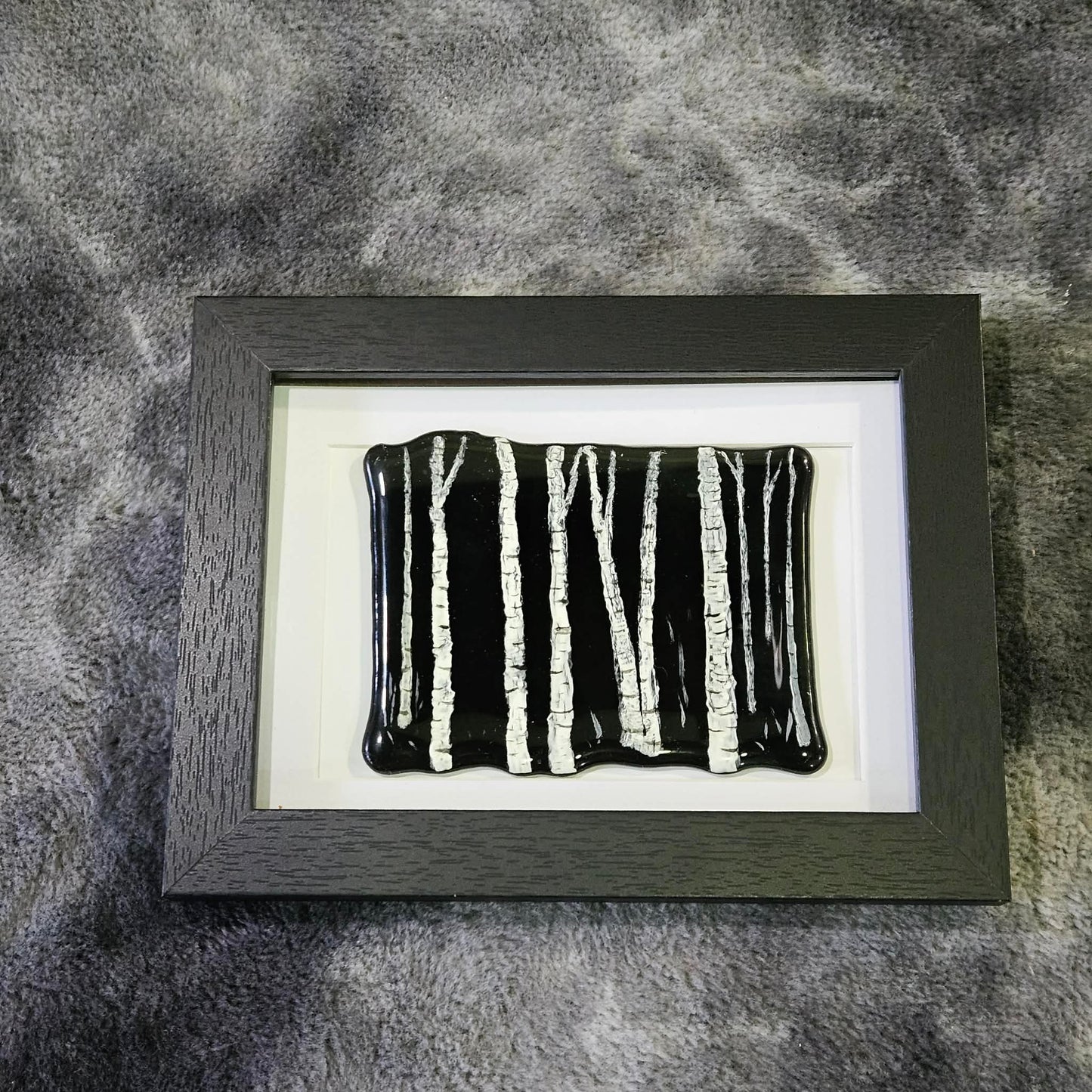 Framed Birch Tree Fused Glass Décor