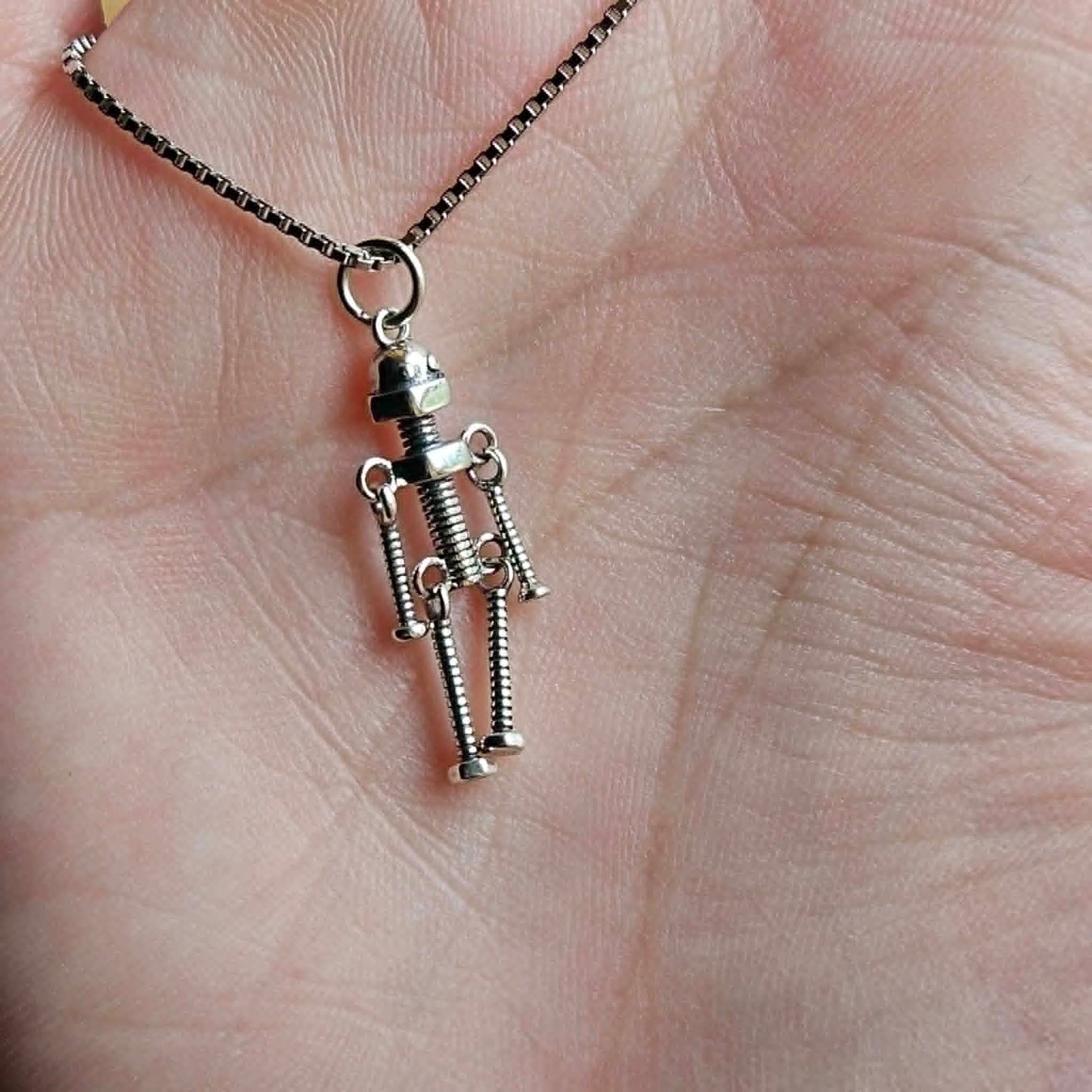 Sterling Robot Necklace