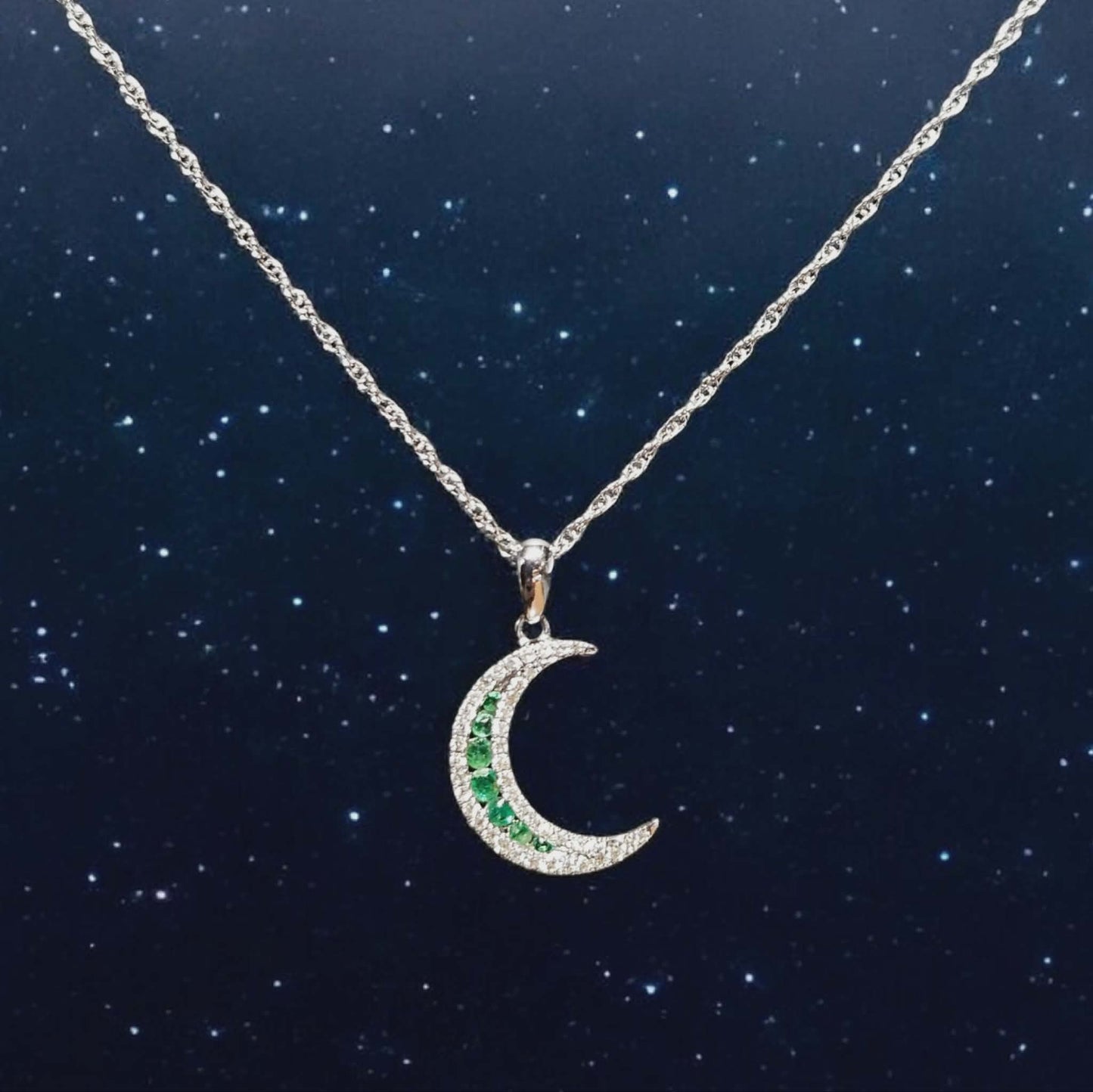 Emerald Cresent Moon Pendant "Pendant Only"
