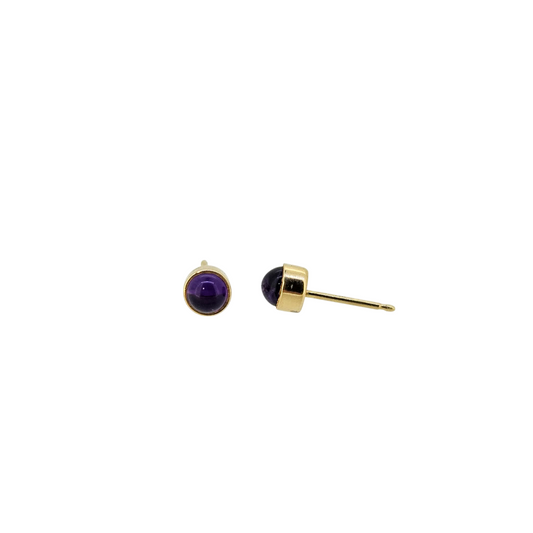 14k Bezel Set Amethyst Studs