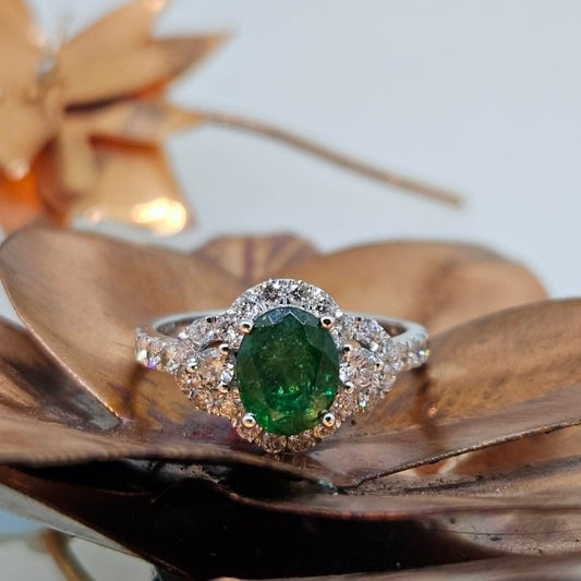 Oval Emerald and Diamond Ring
