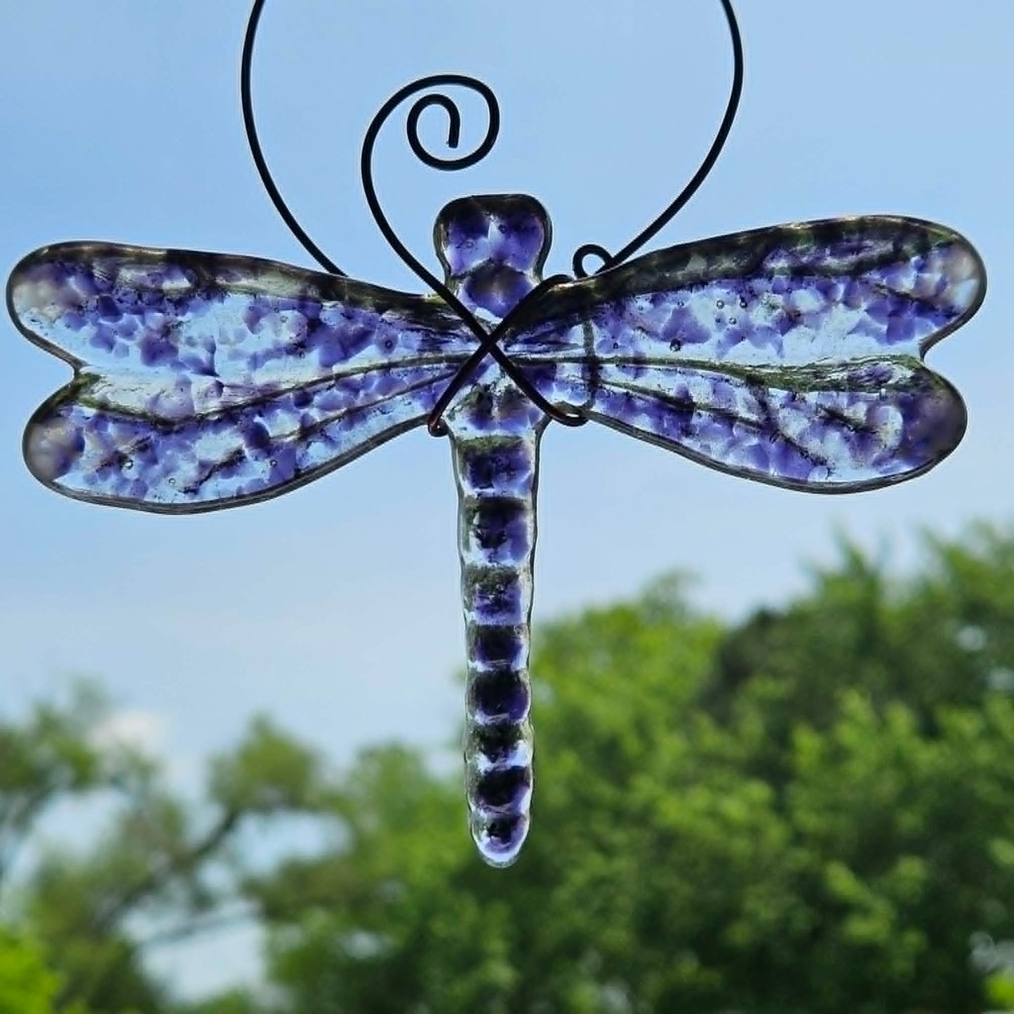 Handmade Fused Glass Dragonfly Suncatcher