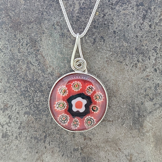 Handmade Red Fused Glass Necklace