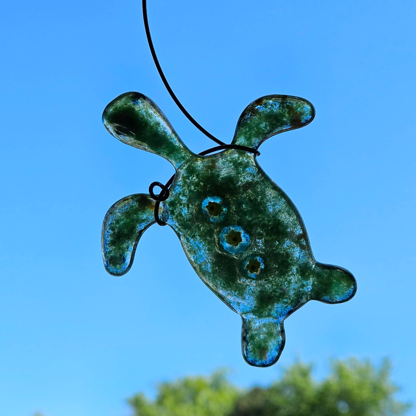 Fused Glass Sea Turtle Suncatcher