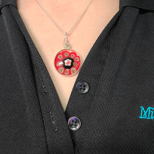 Handmade Red Fused Glass Necklace