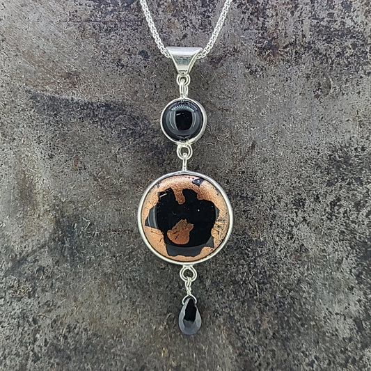 Fused Glass and Black Onyx Necklace