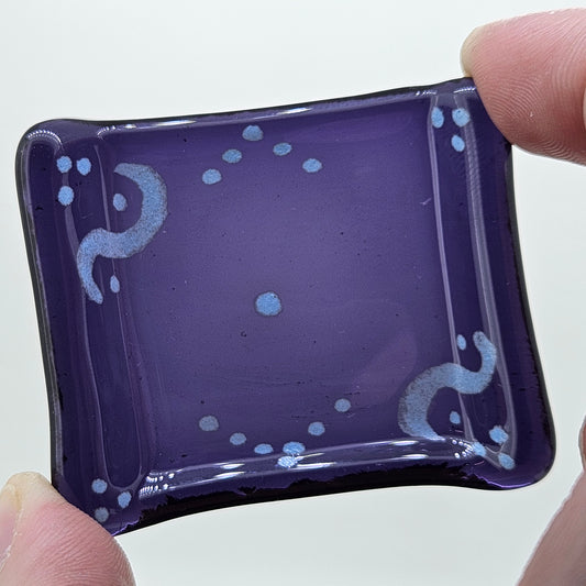 Purple Fused Glass with Hand Painted Design