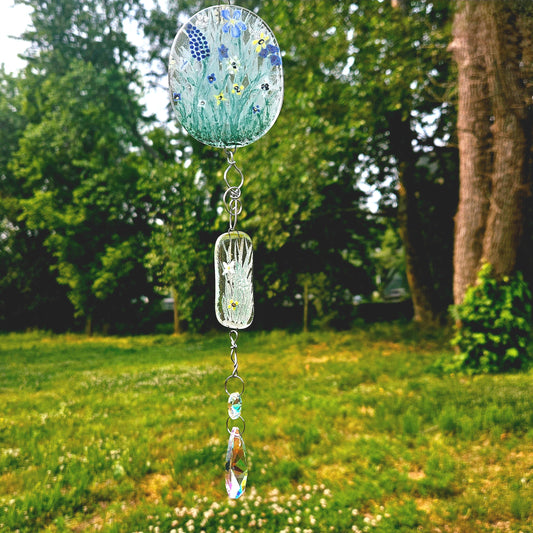 Floral Fused Glass Suncatcher