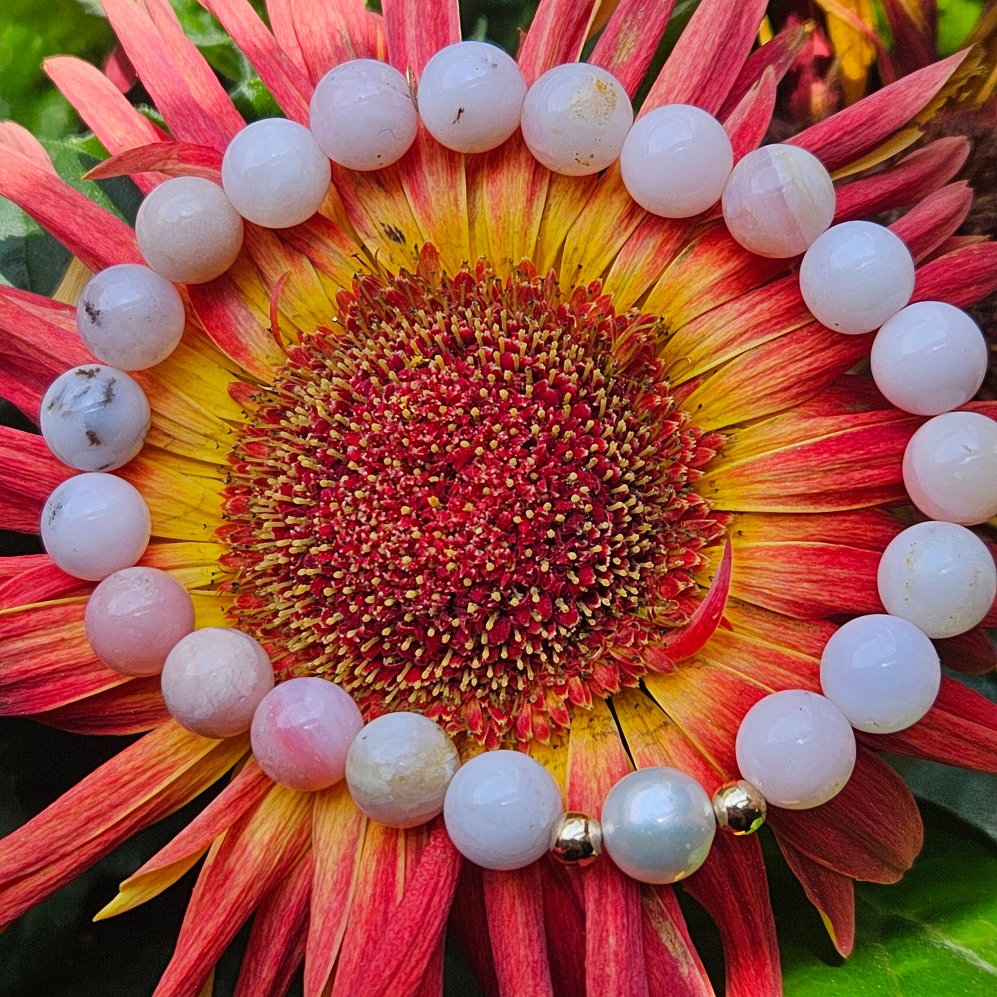 Pink Opal and 14k Bead Stretch Bracelet