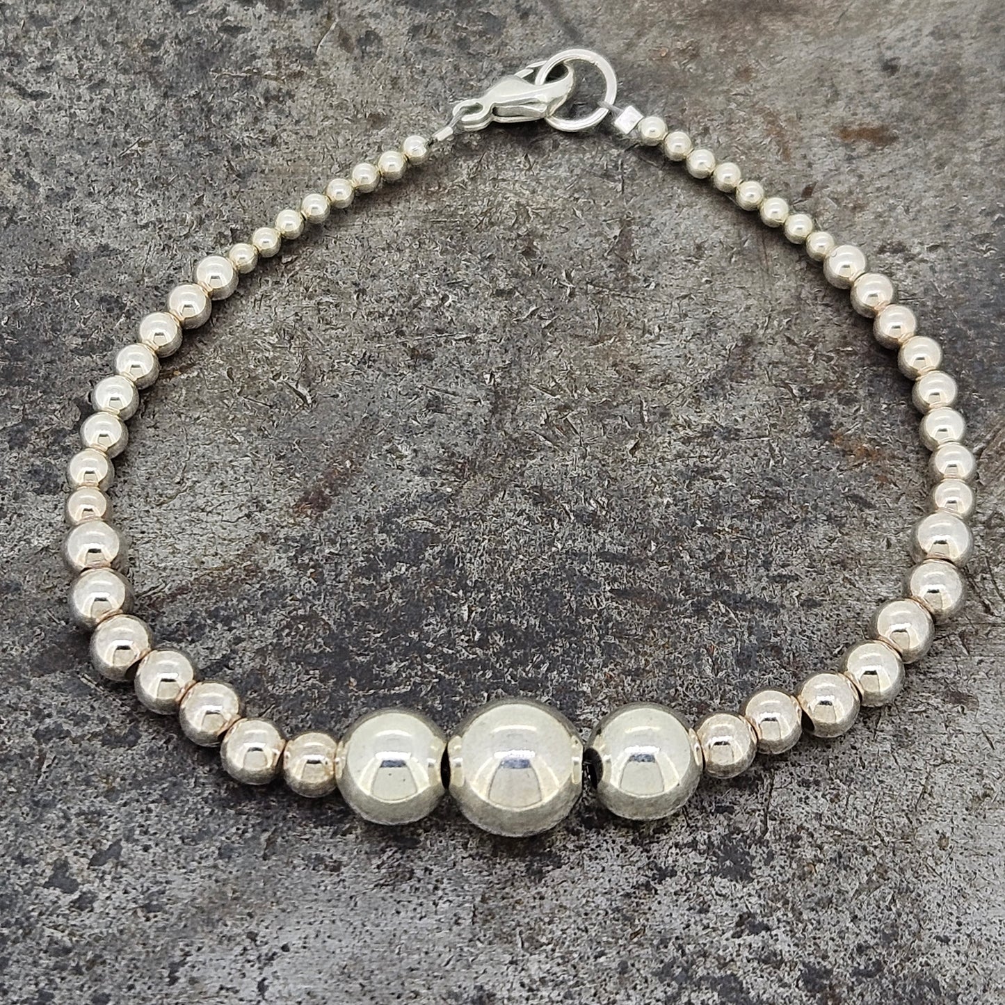 Sterling Silver Bead Bracelet 6.5"