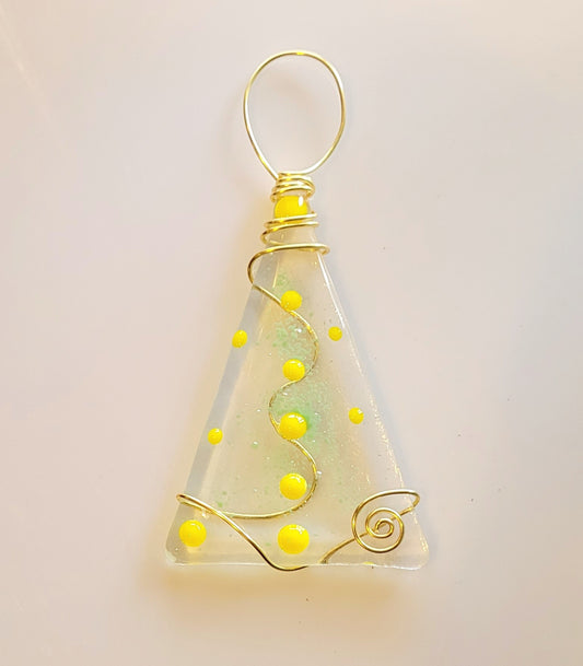 Fused Glass Christmas Tree Ornament, Suncatcher