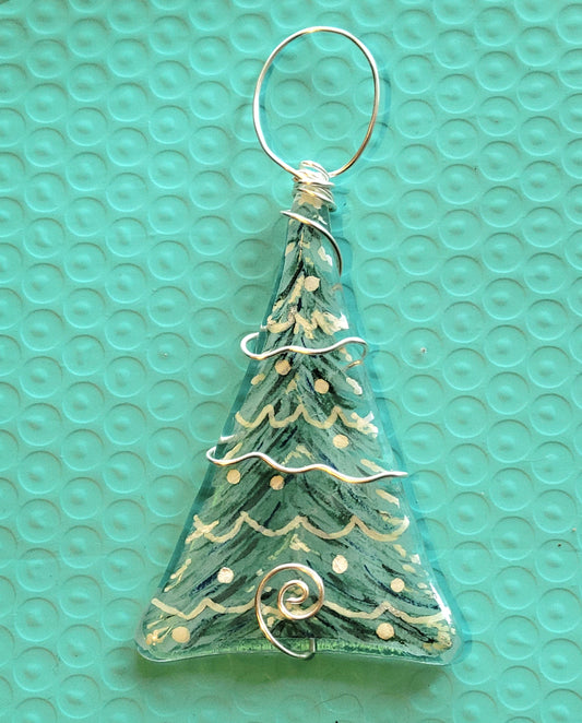 Fused Glass Christmas Tree Ornament, Suncatcher