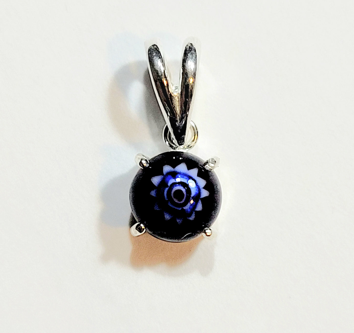 Black Floral Fused Glass Pendant