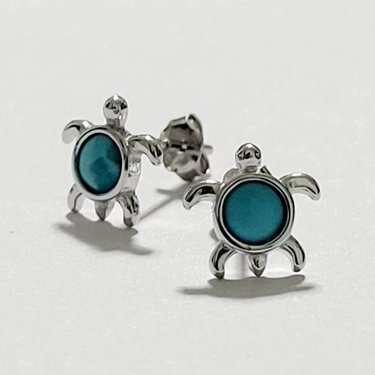 Sterling Turquoise Turtle Stud Earrings