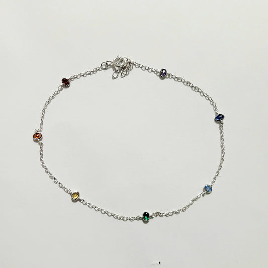Silver Anklet with CZ