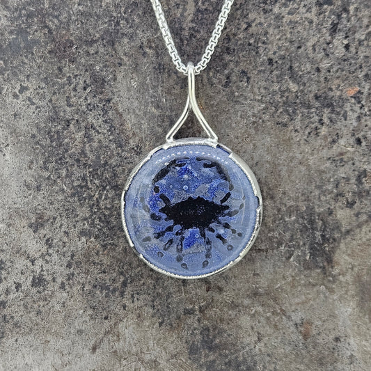 Fused Glass Bezel Set Crab Necklace