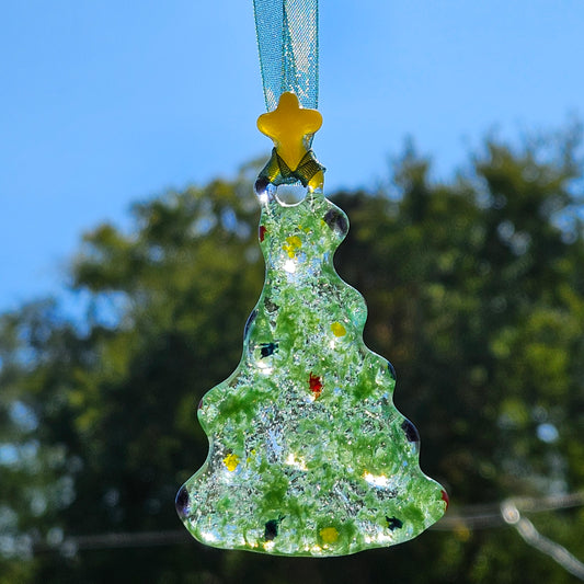 Handmade Fused Glass Christmas Tree Ornament