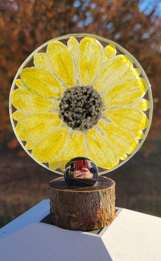 Fused Glass Sunflower Plaque