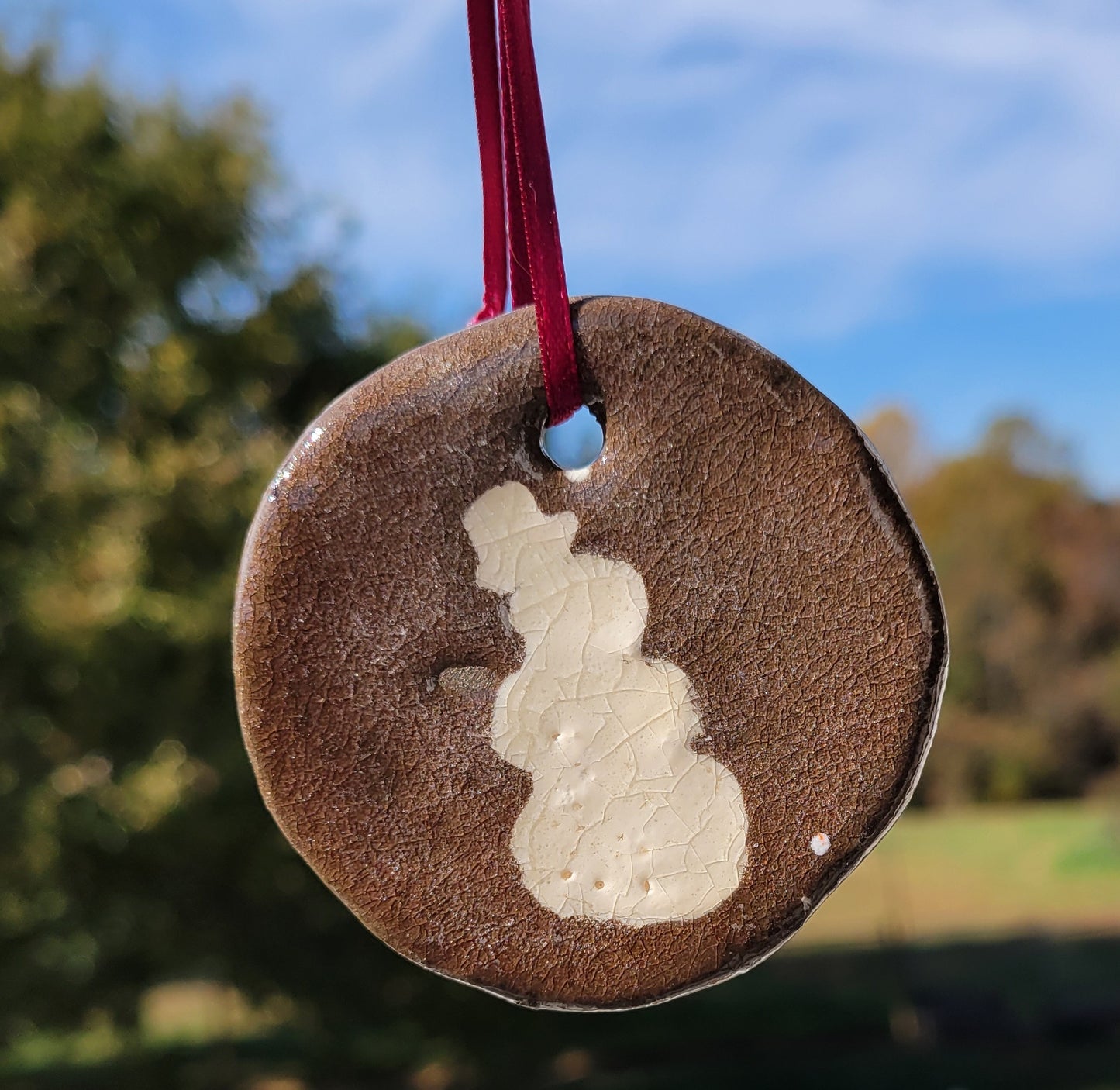 Handmade Brown Ceramic Ornament