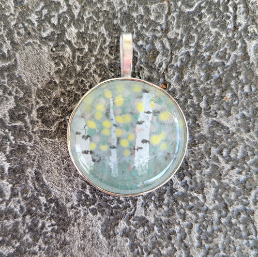 Fused Glass Bezel Set Tree Necklace