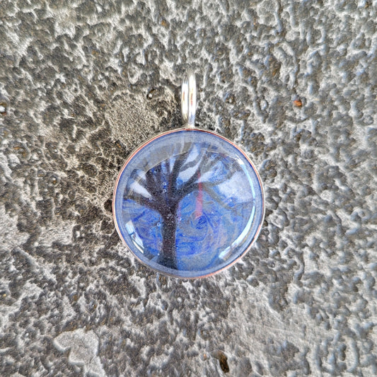 Fused Glass Bezel Set Tree Necklace