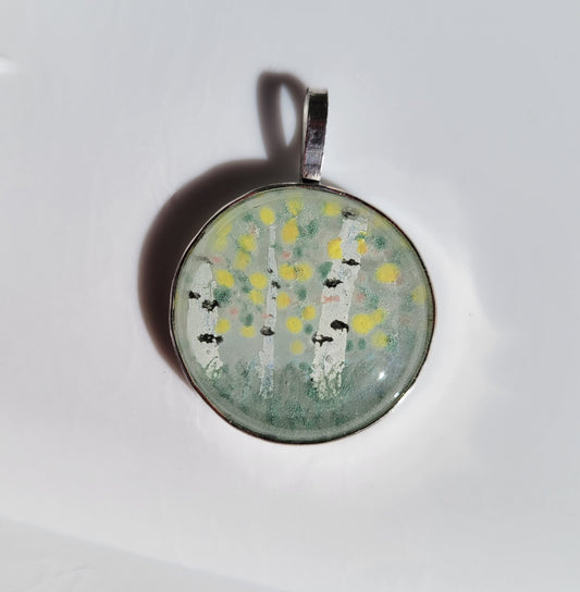 Fused Glass Bezel Set Tree Necklace