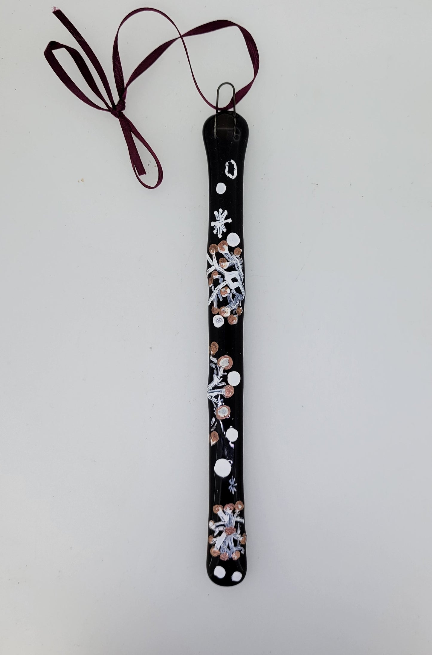 Fused Glass Black Long Ornament