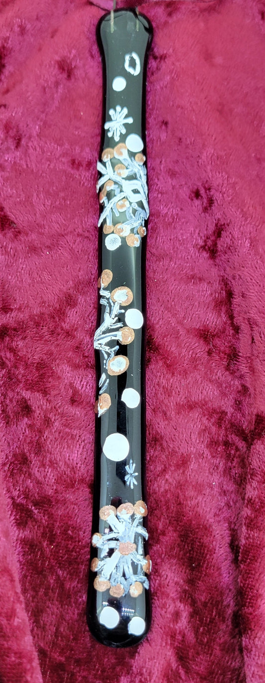 Fused Glass Black Long Ornament