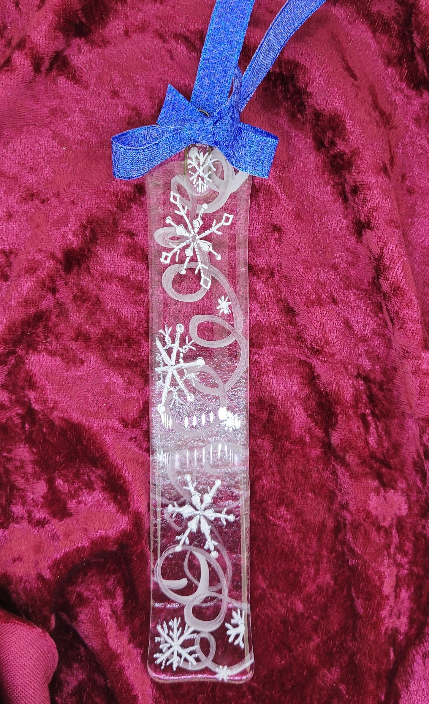 Fused Glass Snowflake Long Ornament