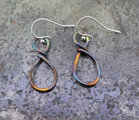 Handmade Flame Painted Copper Earrings