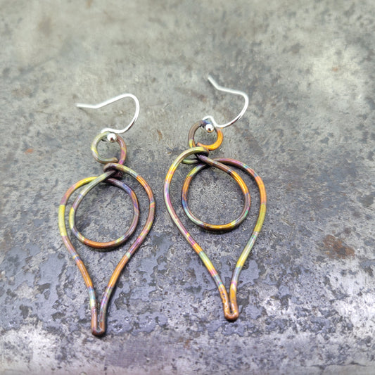 Handmade Flame Painted Copper Earrings