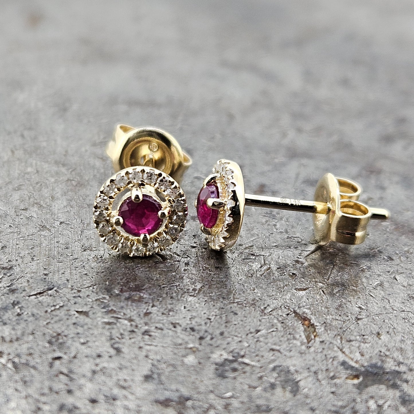 14k Ruby and Diamond Stud Earrings