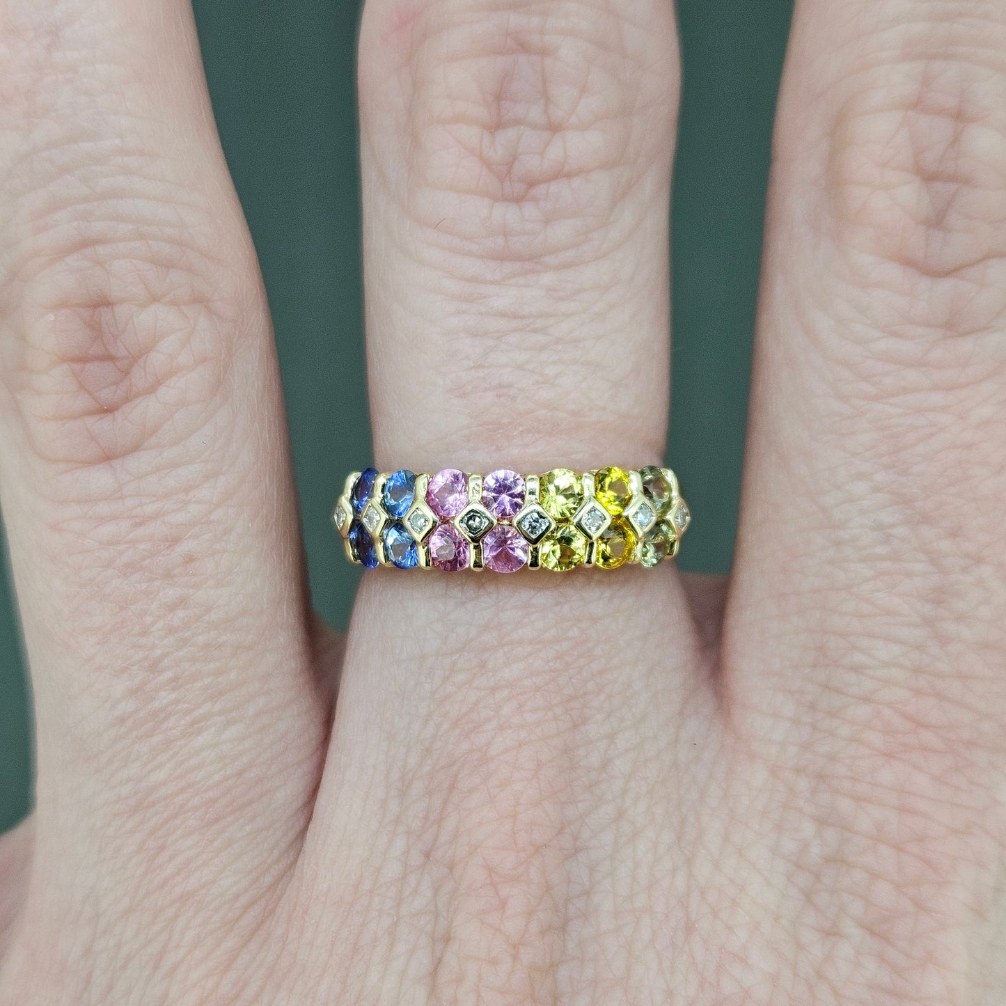 Rainbow Sapphire and Diamond Ring