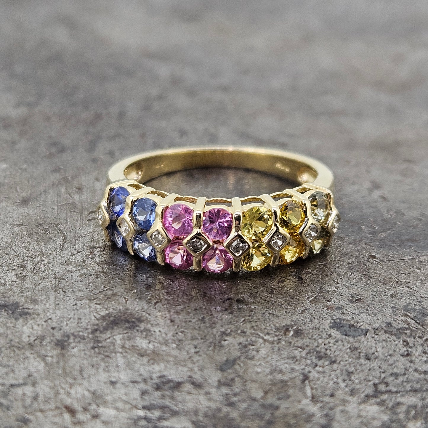 Rainbow Sapphire and Diamond Ring