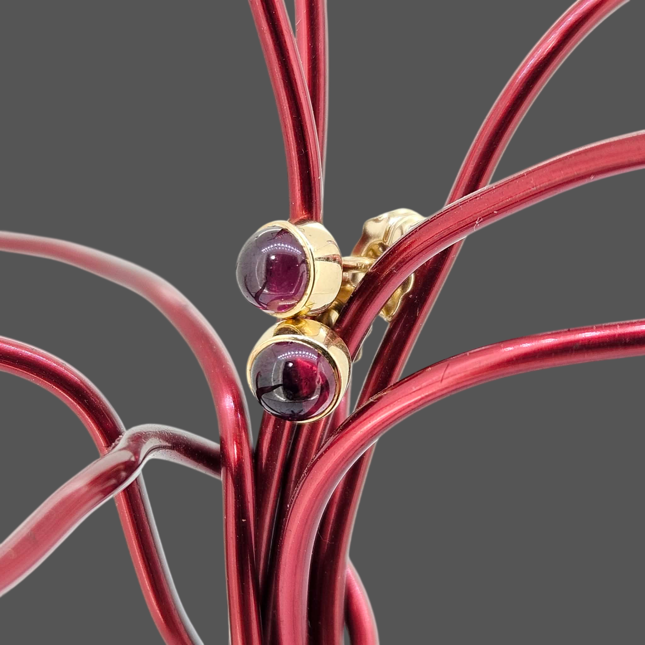 14k Bezel Set Rhodolite Garnet Studs