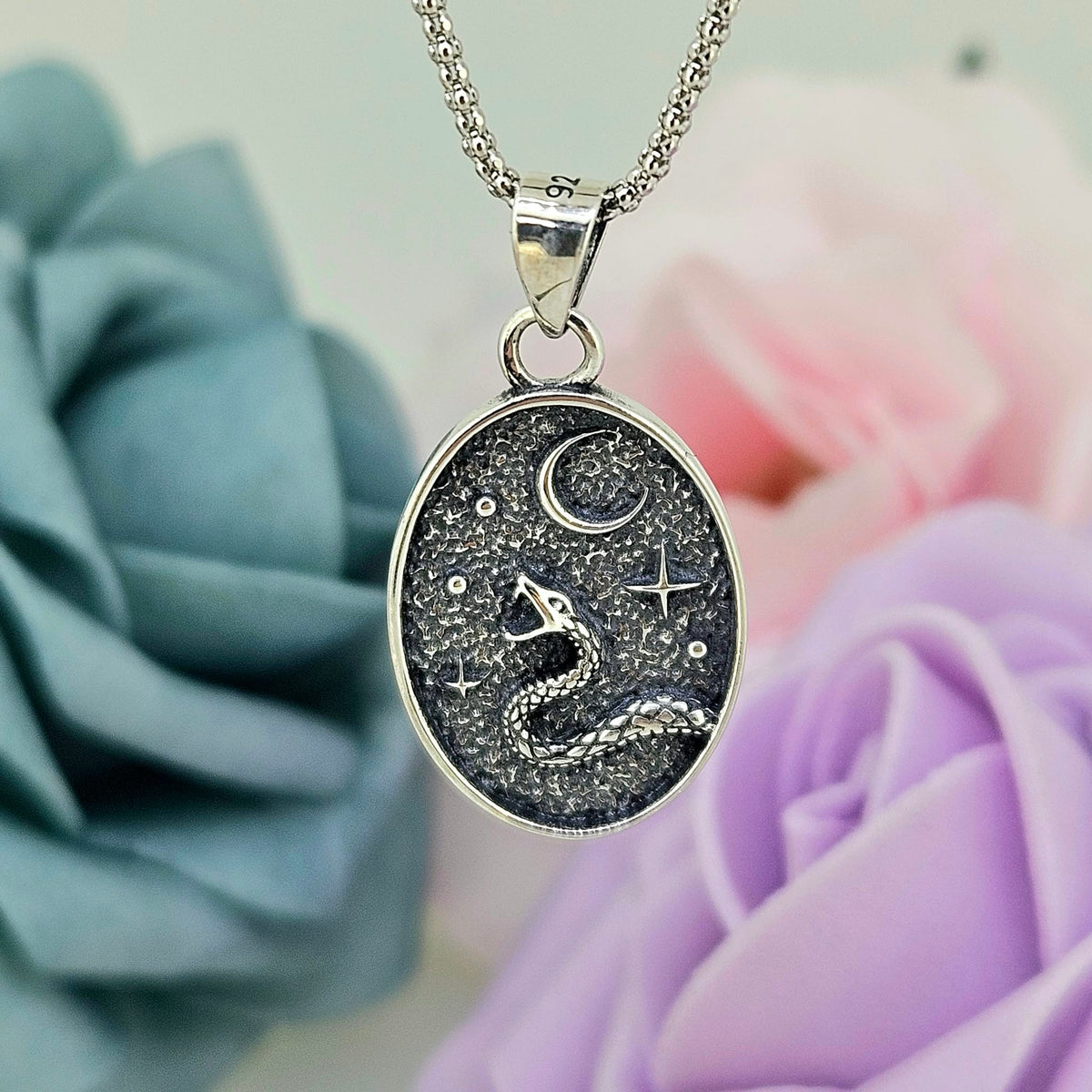 Snake and Moon Necklace