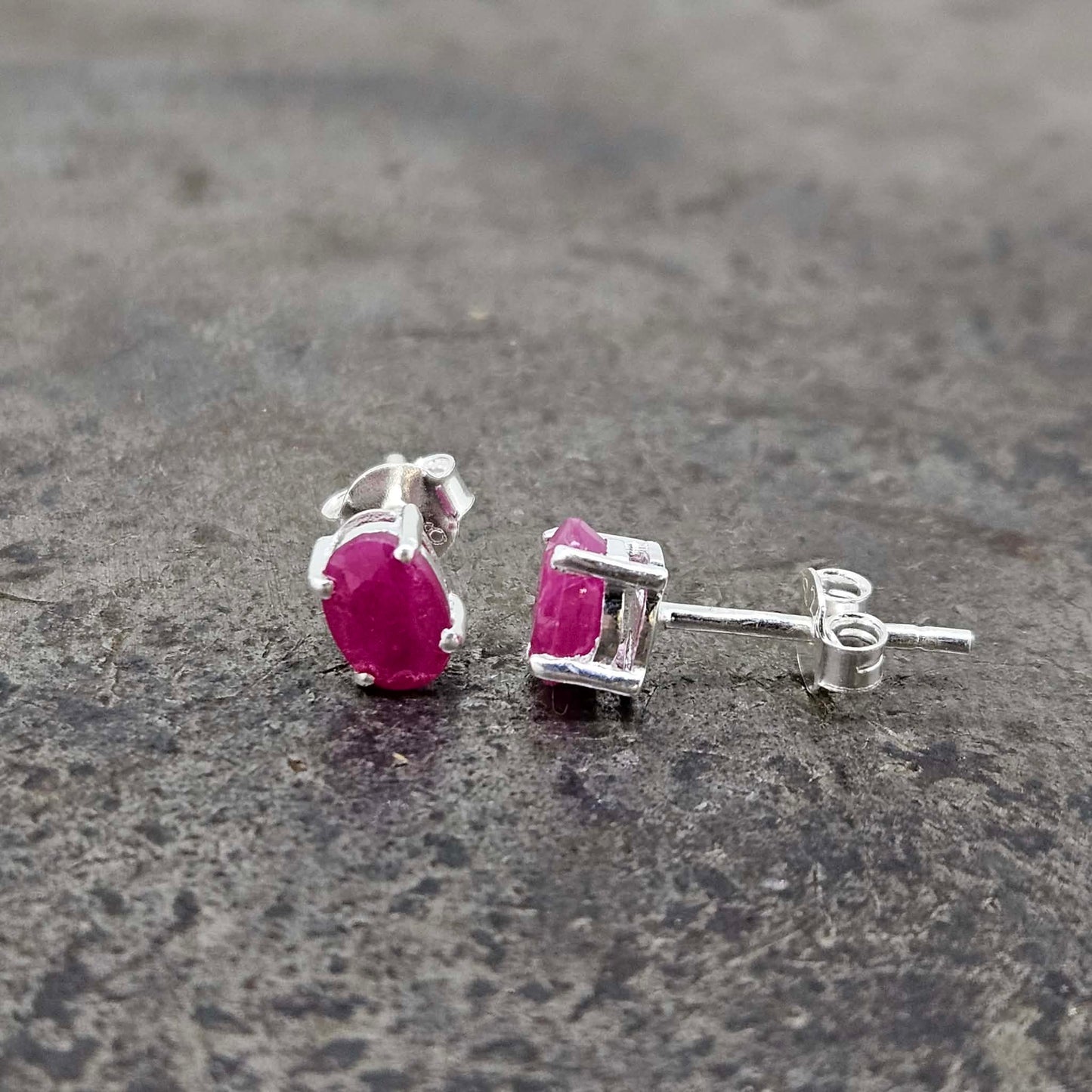 Oval Sterling Gemstone Earrings