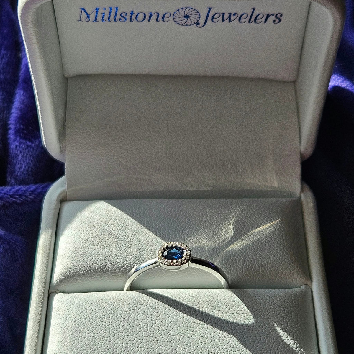 Petite 14k Sapphire and Diamond Halo Ring