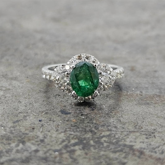 Oval Emerald and Diamond Ring