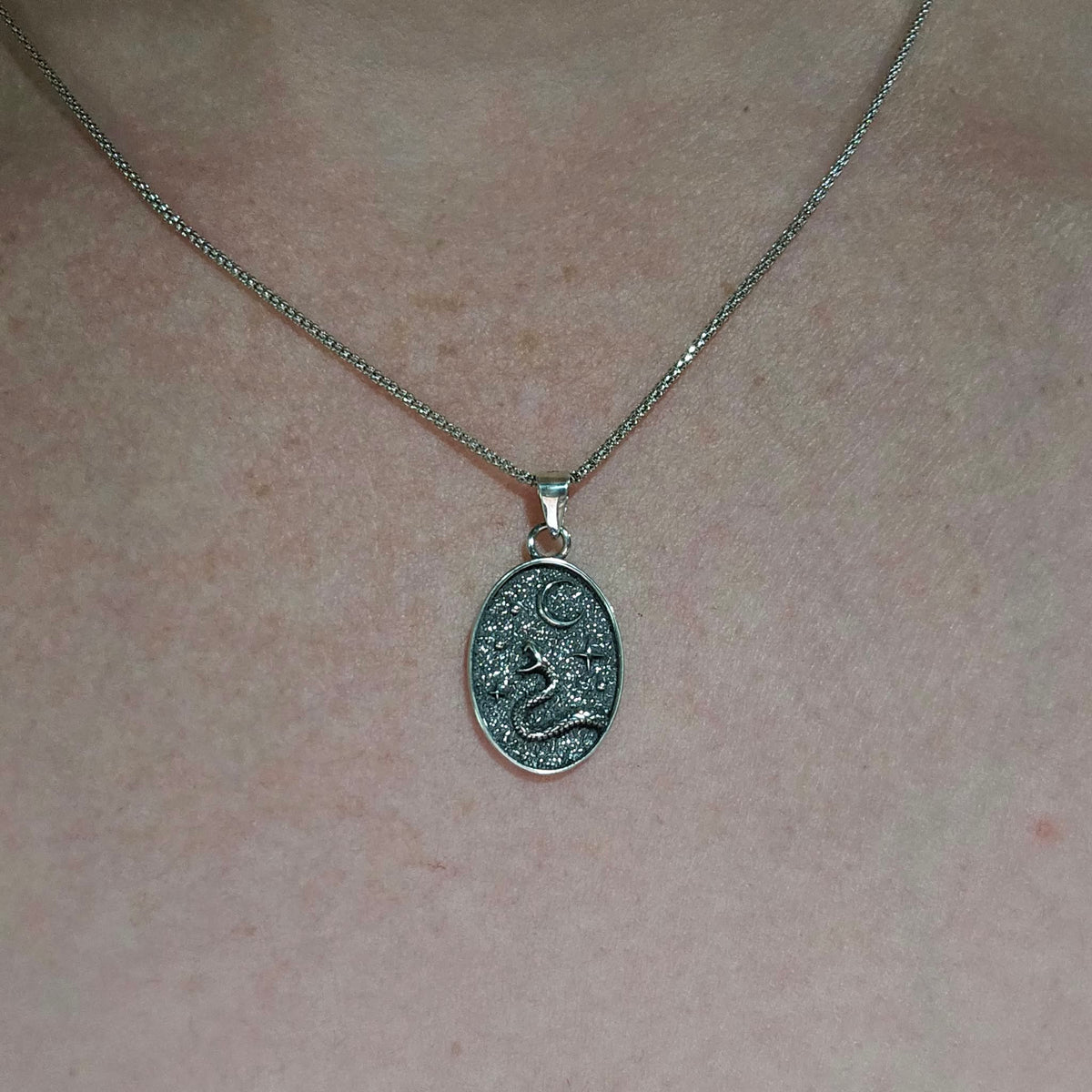 Snake and Moon Necklace