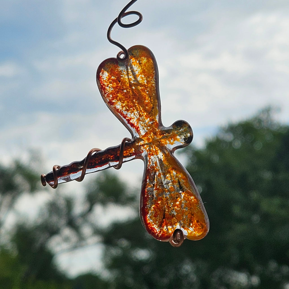 Handmade Fused Glass Dragonfly Suncatcher