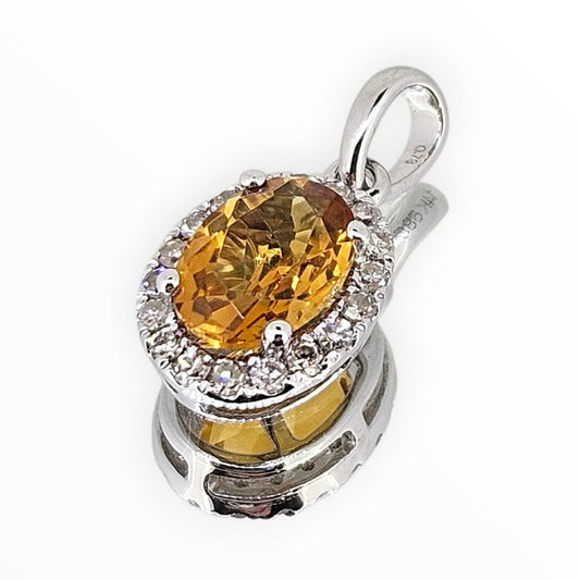Citrine and Diamond Halo Pendant *Pendant Only*