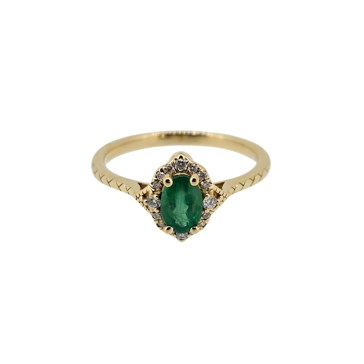 14k Emerald & Diamond Ring