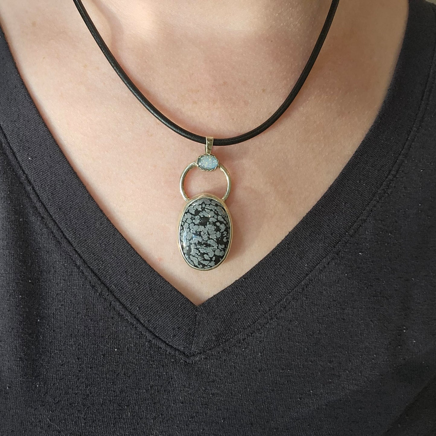 Handmade Sterling Snowflake Obsidian Pendant
