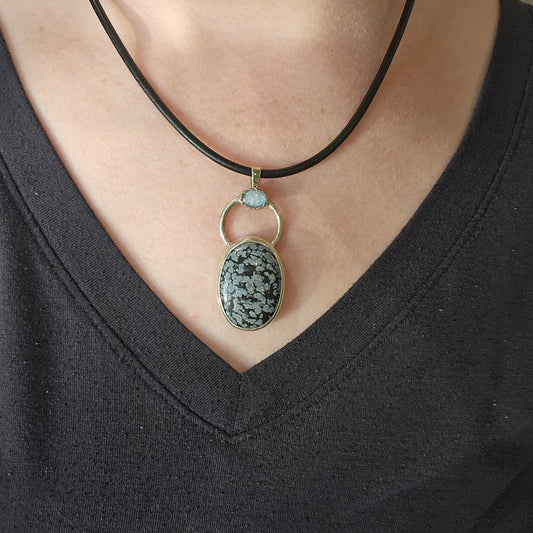Handmade Sterling Snowflake Obsidian Pendant
