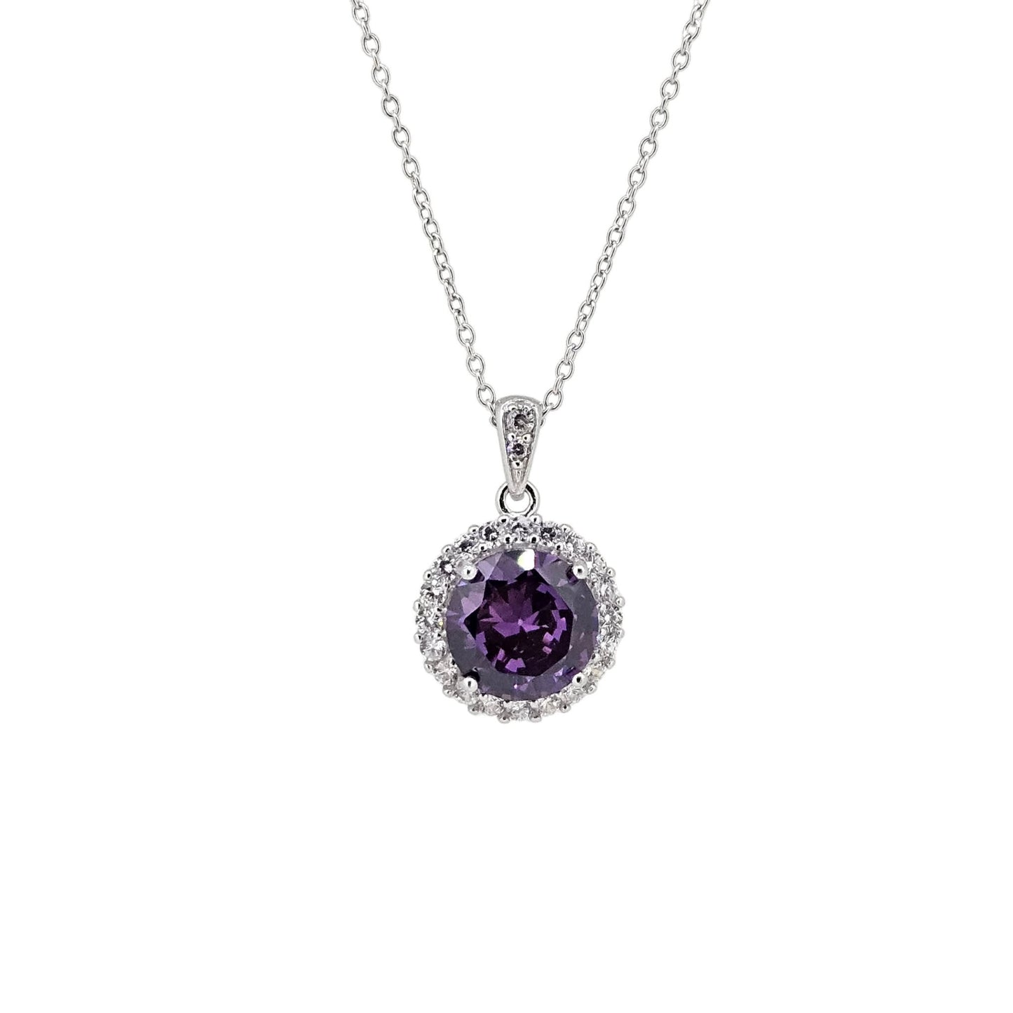 Sterling Silver Purple Cubic Zirconia Necklace