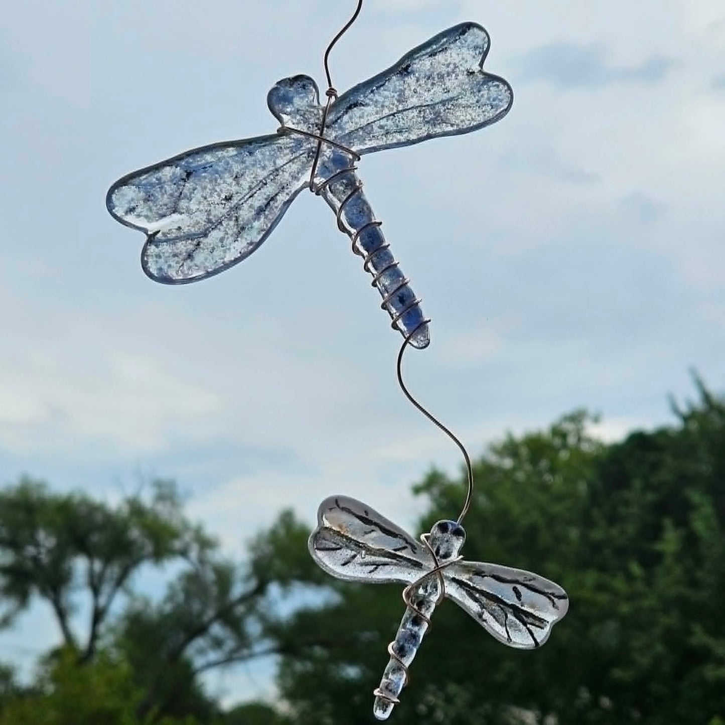 Double Dragonfly Fused Glass Suncatcher