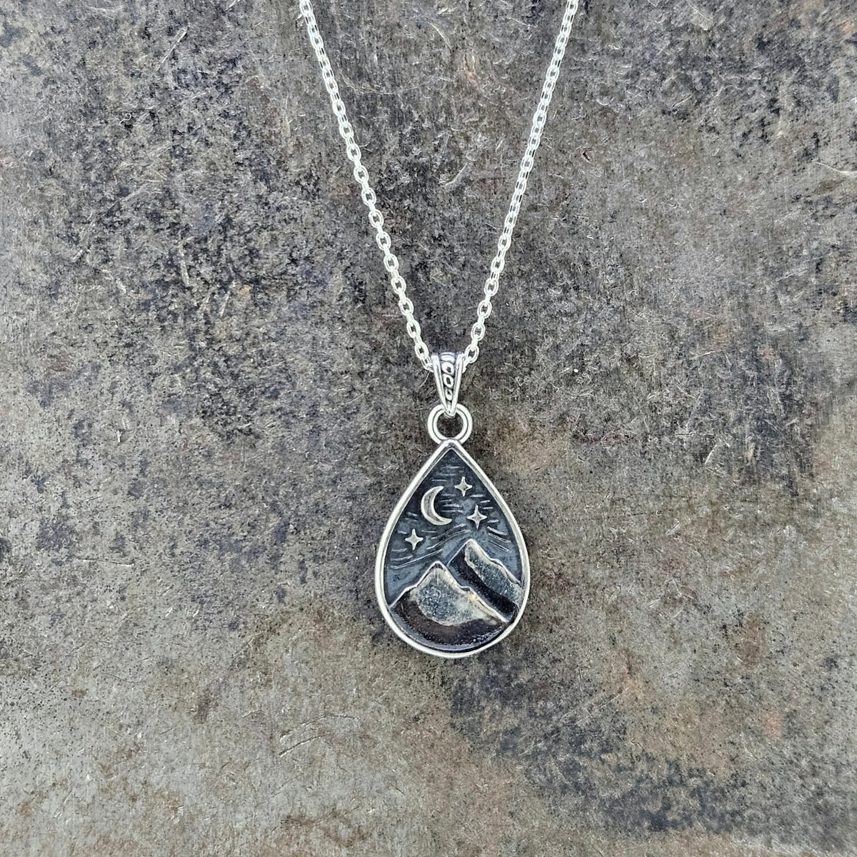 Sterling Mountains and Moon Necklace
